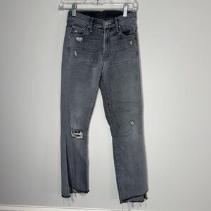 Mother Insider Crop Step Fray Gray Jeans 24
